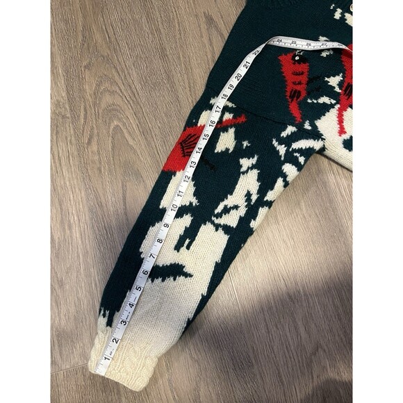 Vintage QUISSETT COVE Cardinal Birds 100% Shetland WOOL Cardigan Sweater Medium - Picture 12 of 14